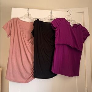My Bella Mama Short Sleeve Tops - Pink, Black, and Purple